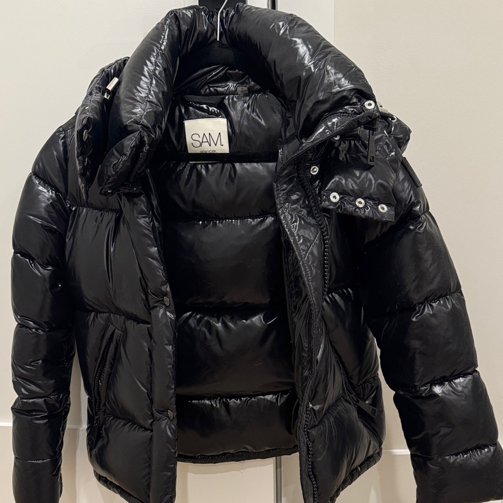 SAM. Black Glossy Quilted Puffer Jacket